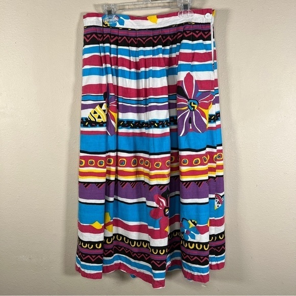 Vintage 80s Peddlers Colorful Southwest Western Midi Skirt Pockets A line Small - Picture 5 of 12